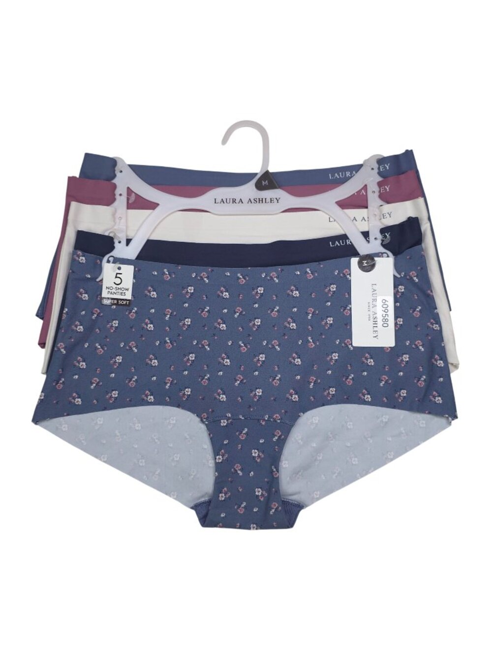 Laura Ashley 5-Pack No-Show Panties Briefs Boyshorts Super Soft Womens Medium